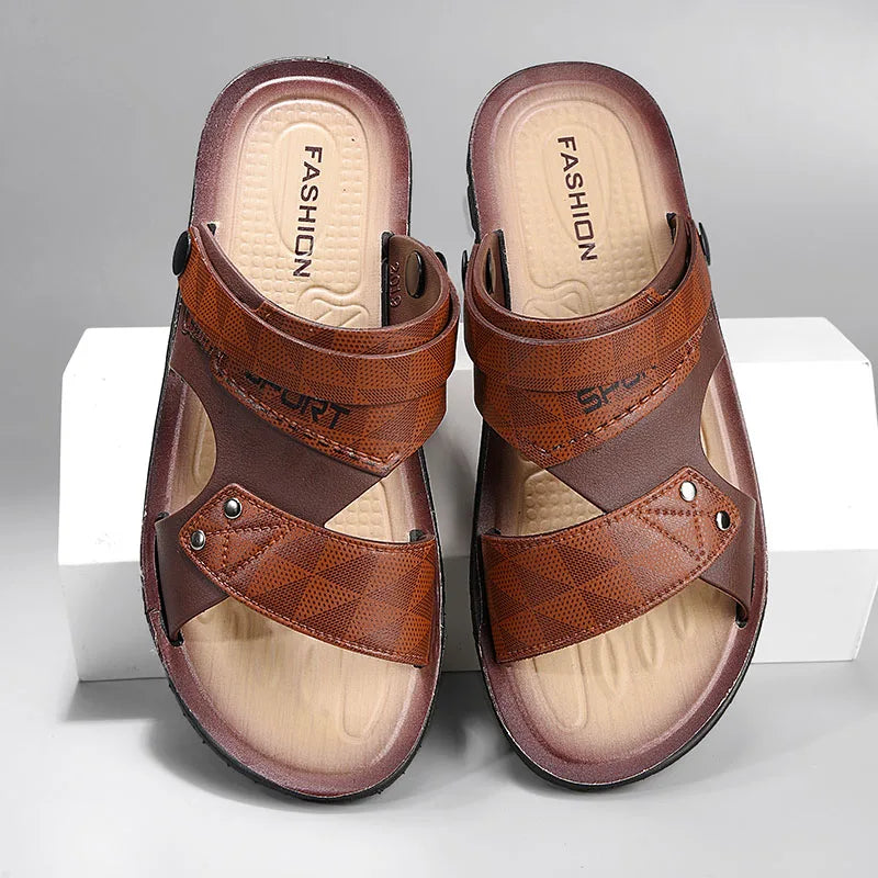Men’s Premium Leather Slip-On Sandals for Summer