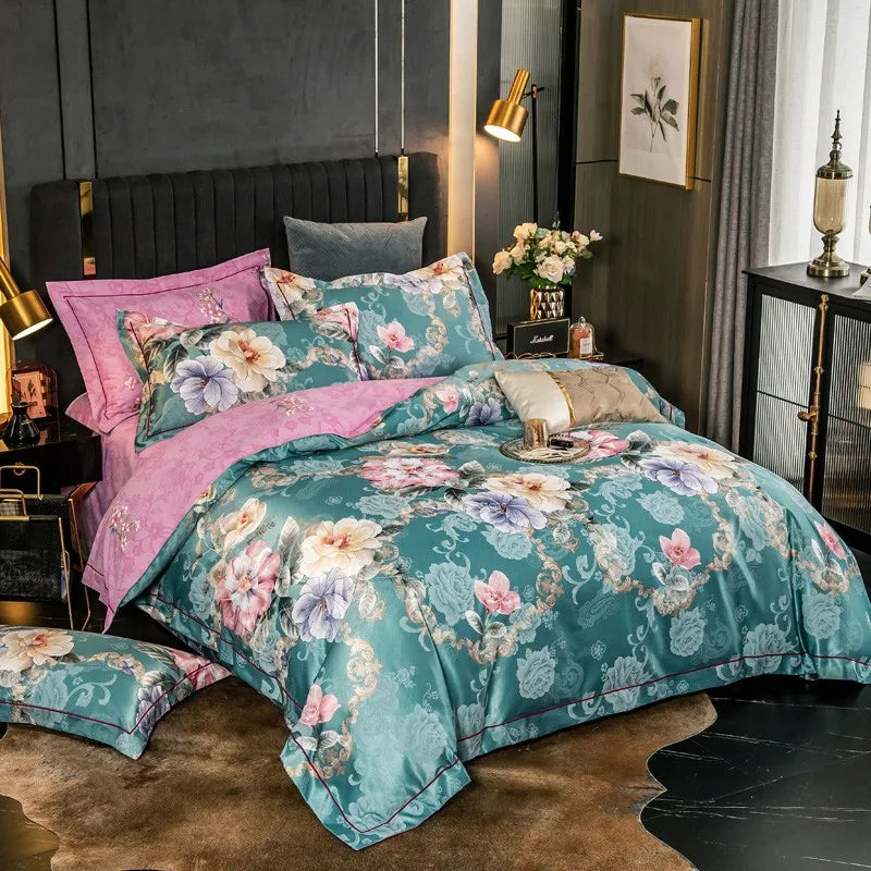Elegant Vibrant Floral Bedding Set 100% Cotton