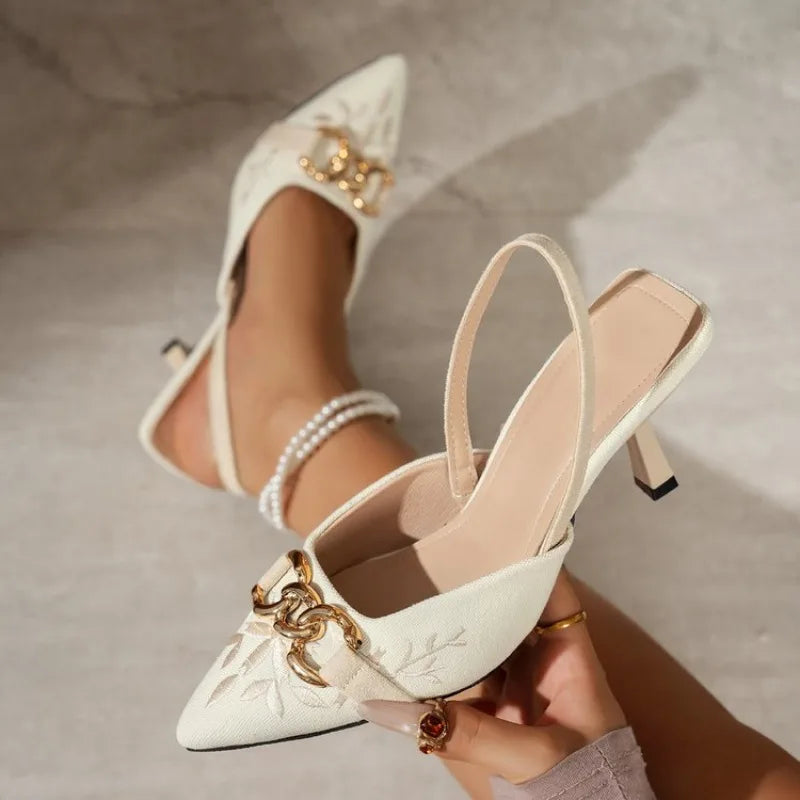 Comfortable Women’s High Heel Sandals Slip-On Buckle