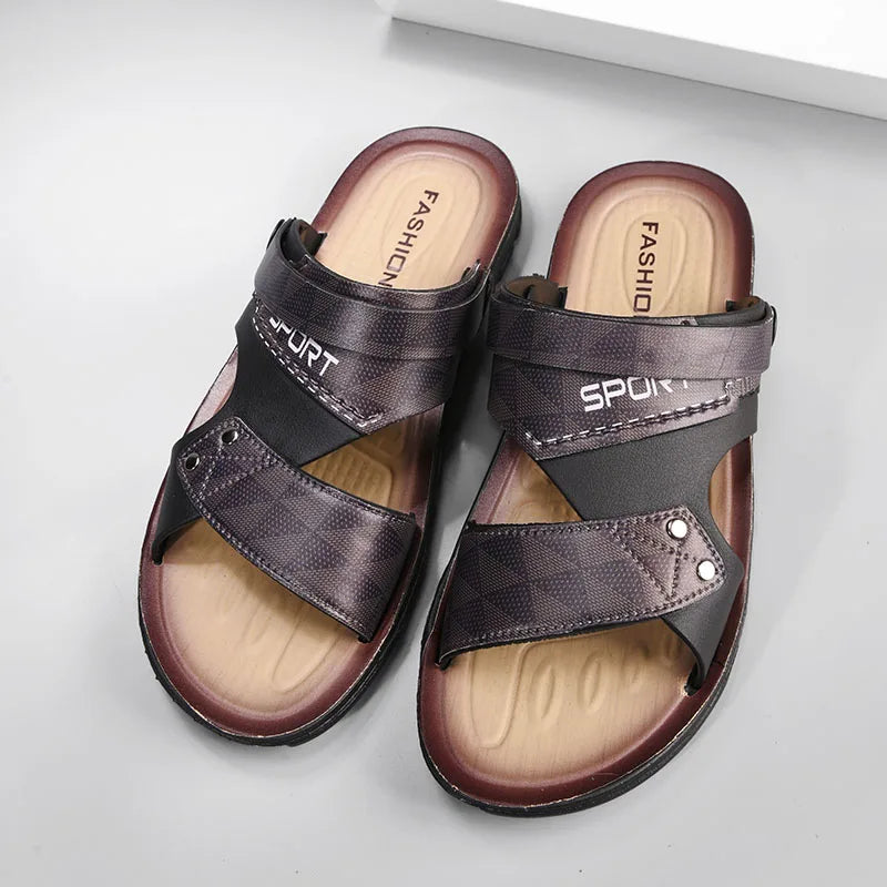 Men’s Premium Leather Slip-On Sandals for Summer