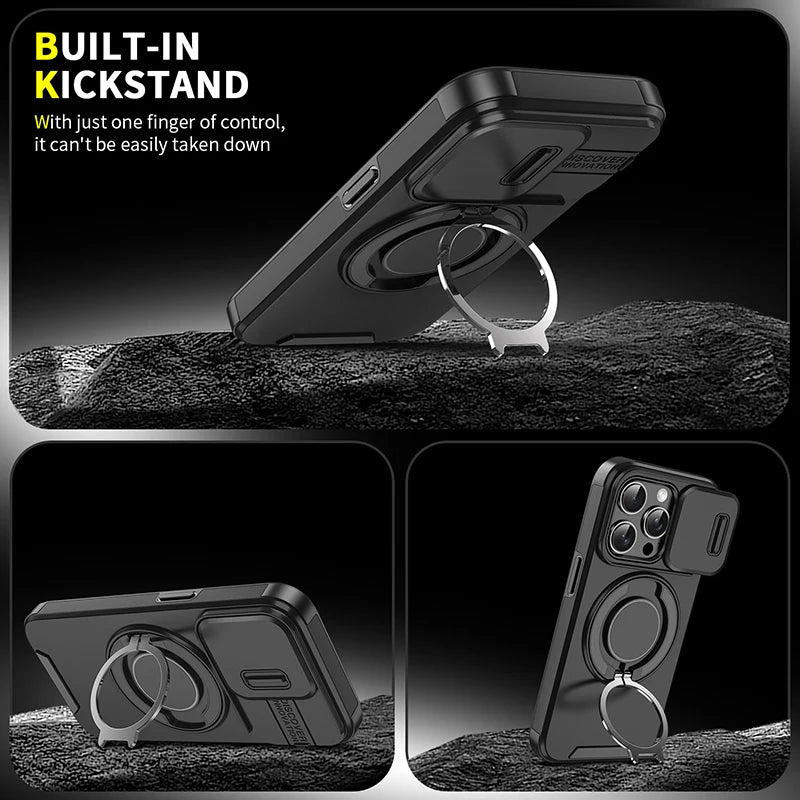 Heavy Duty iPhone Case with 360° Rotating Ring – Car Mount Holder TPU + PC Bumper