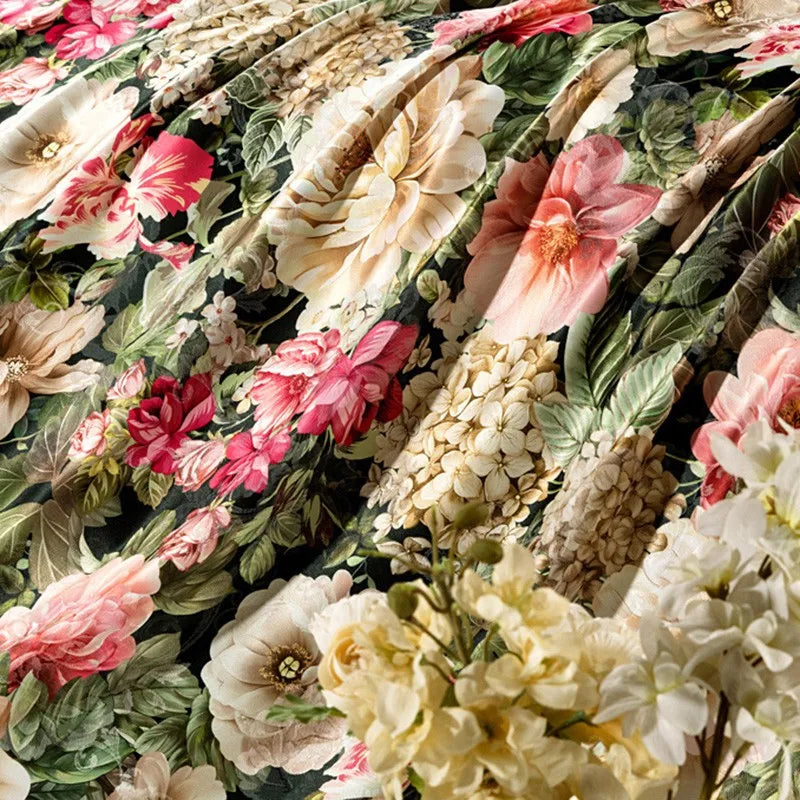  Vintage Chic Blooming Flowers Jacquard Bedding Set
