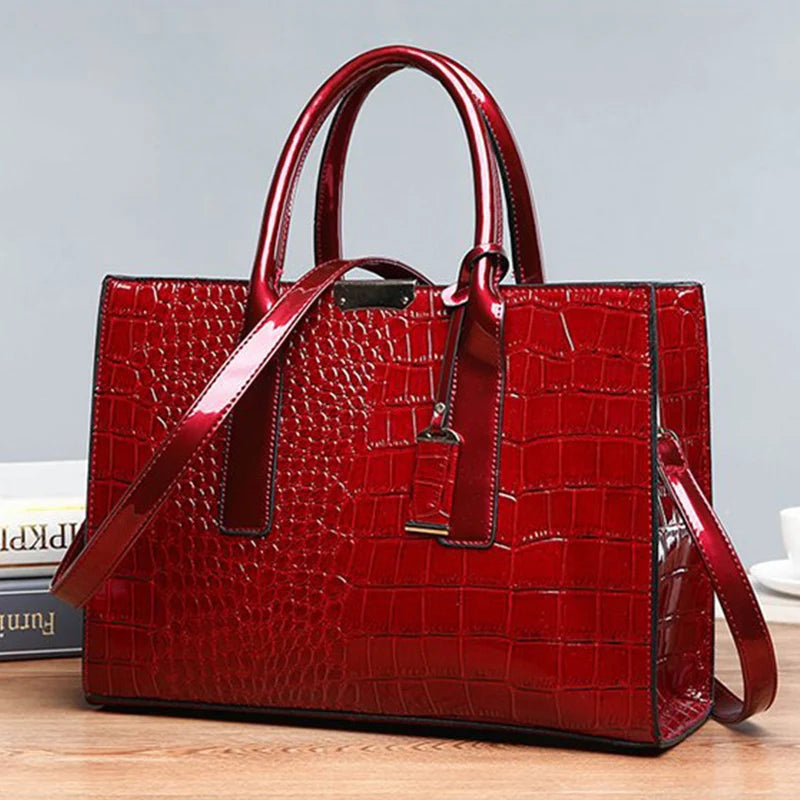 Oversized Tote Crocodile PU Leather Handbag