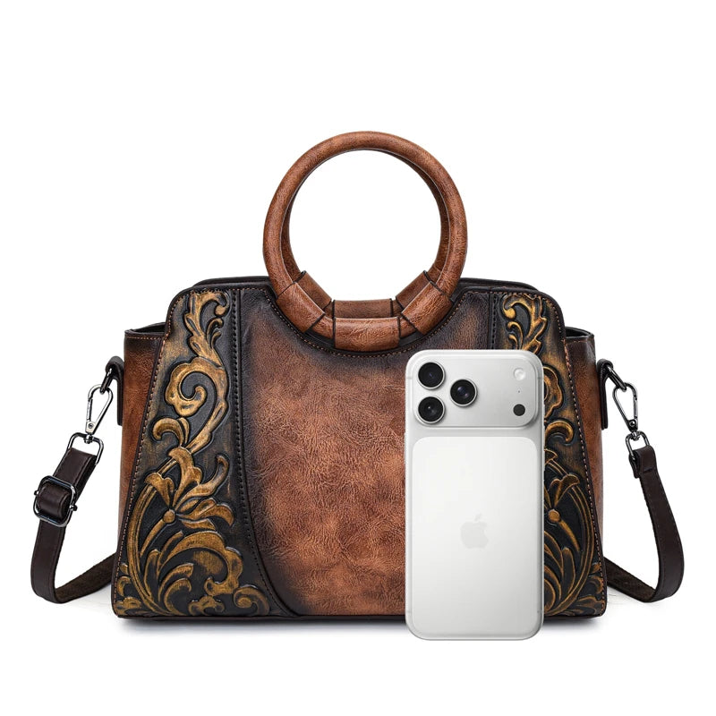 Vintage Embossed PU Leather Women's Shoulder Bag