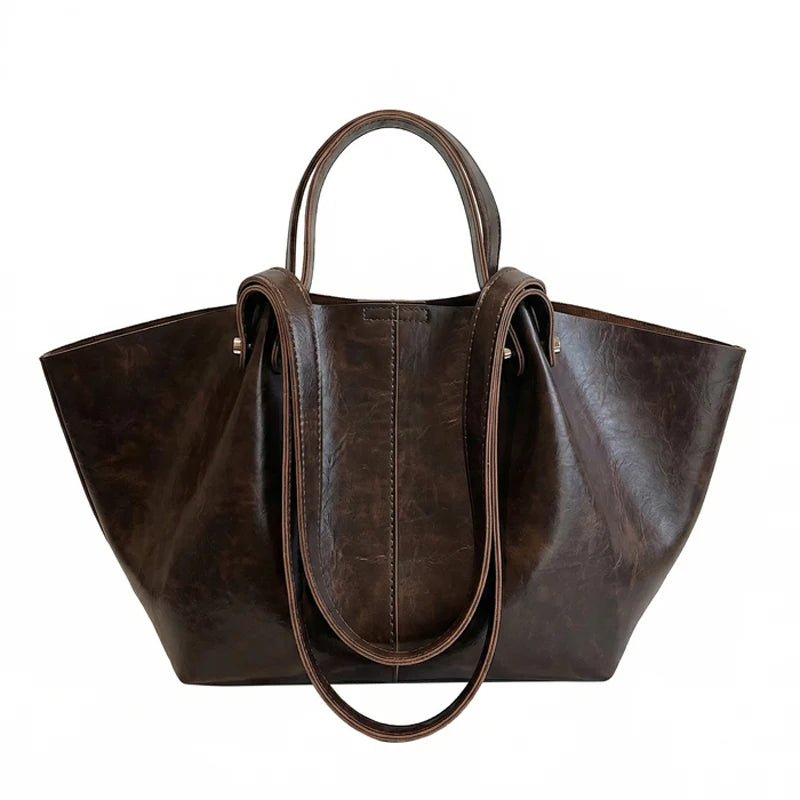 Vintage Style Oversized Leather Handbag 