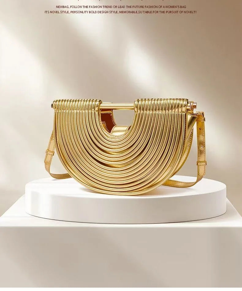 Gold Handwoven Hobo Bag Designer Evening Clutch