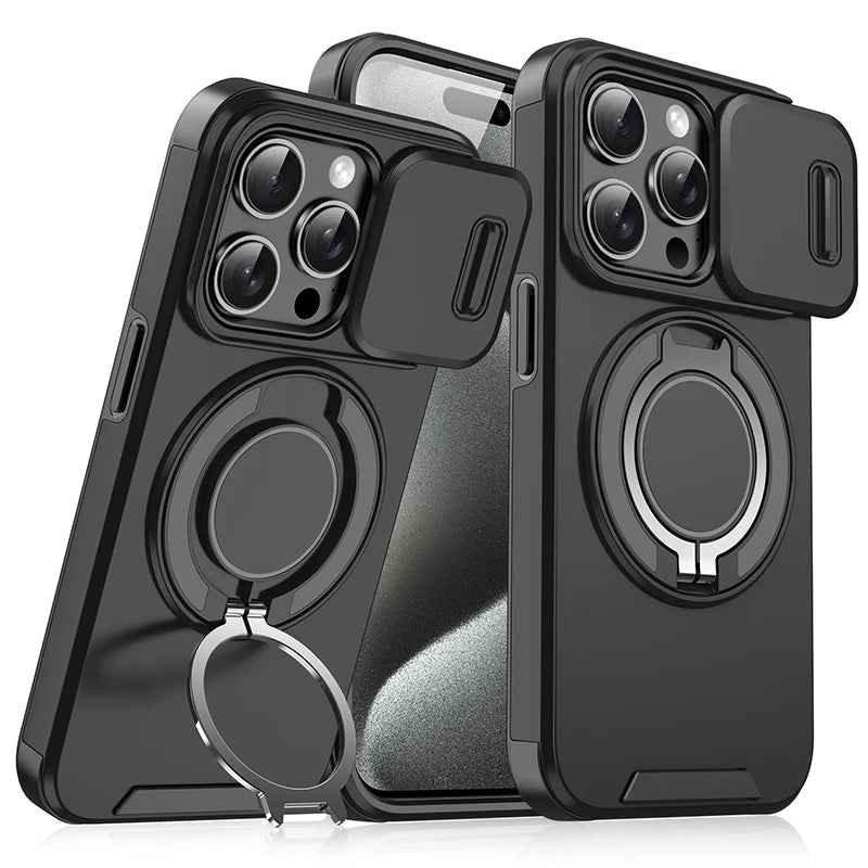 Heavy Duty iPhone Case with 360° Rotating Ring – Car Mount Holder TPU + PC Bumper
