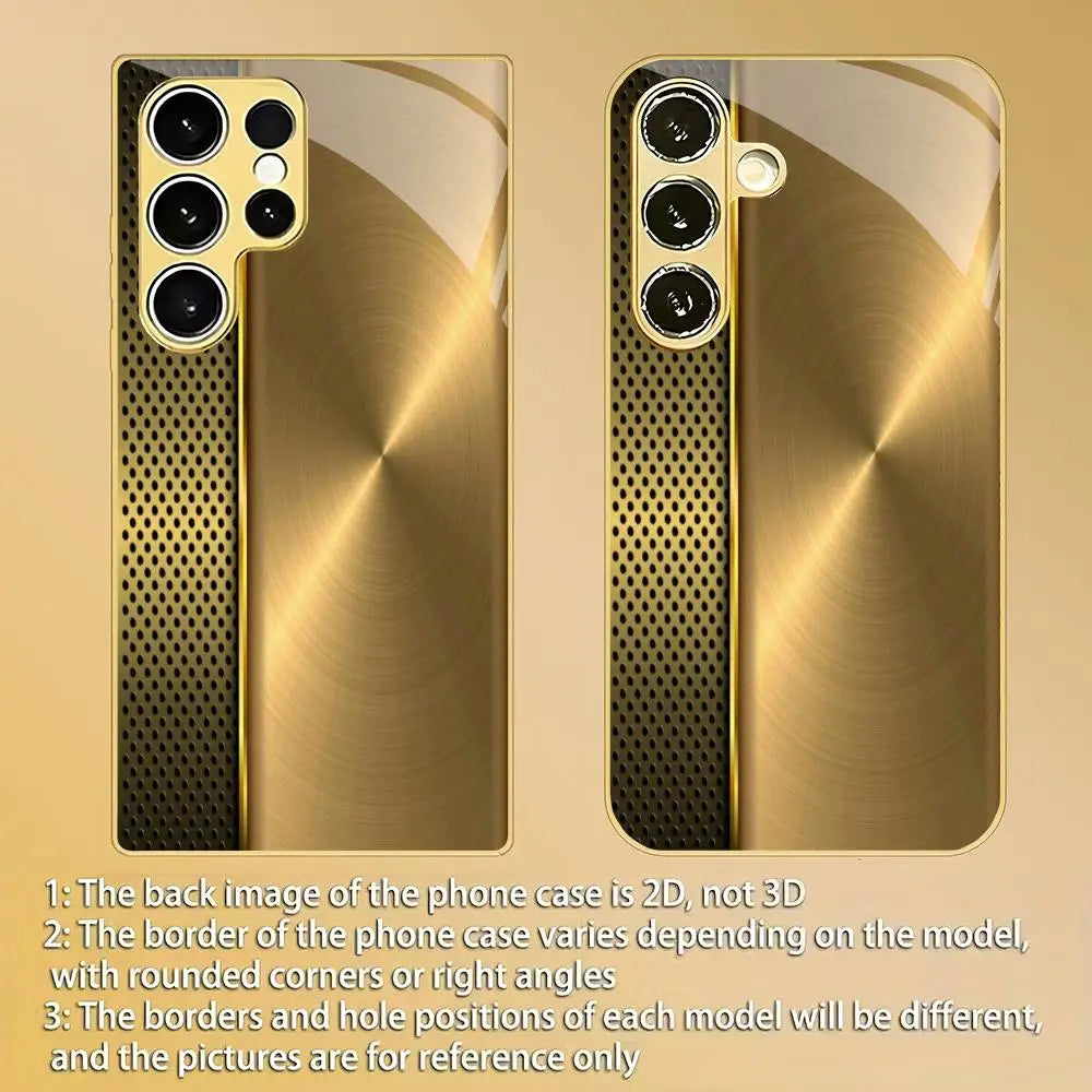 Samsung Galaxy Gold Glass Case – Electroplated Textured Shockproof Phone Cover