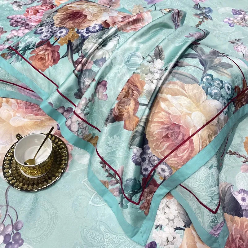  Vintage Chic Blooming Flowers Jacquard Bedding Set