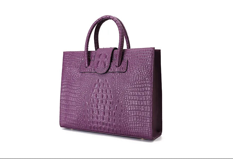 Large Crocodile Pattern Genuine Leather Shoulder Bag