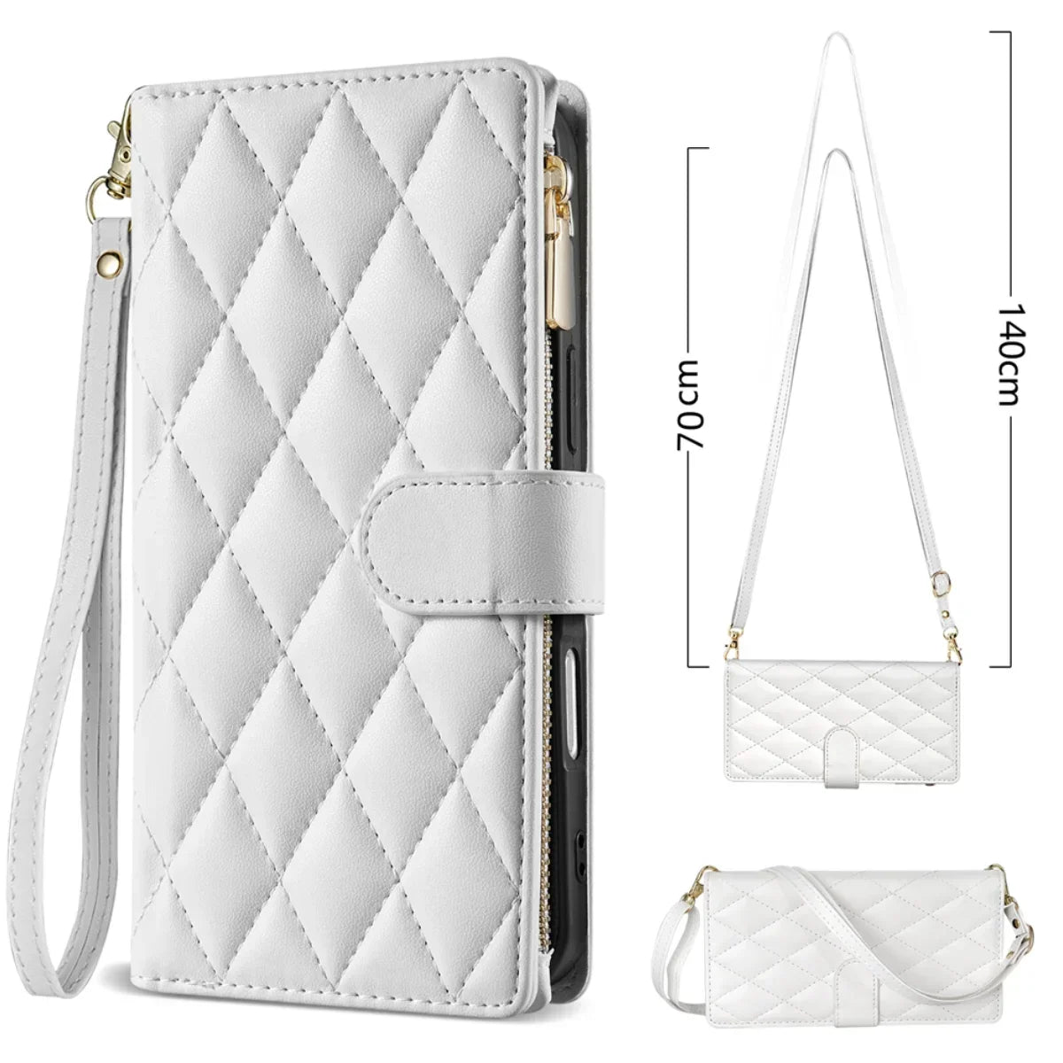 Samsung Galaxy Crossbody Leather Case with Zipper Wallet & Card Holder