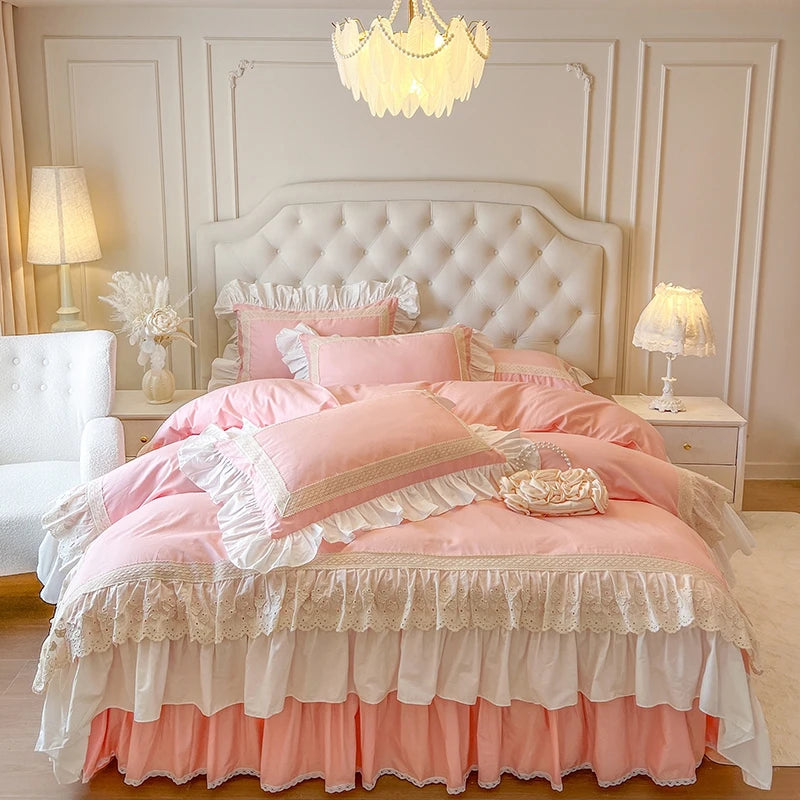 French Romantic Sweet Princess Style Bedding Set 100% Cotton