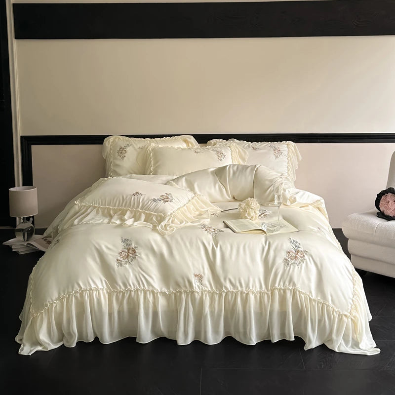 Elegant Chiffon Ruffle  Princess Bedding Set