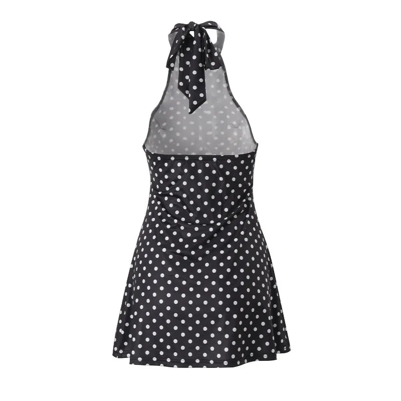 Women’s Polka Dot Off-Shoulder Sleeveless Mini Dress