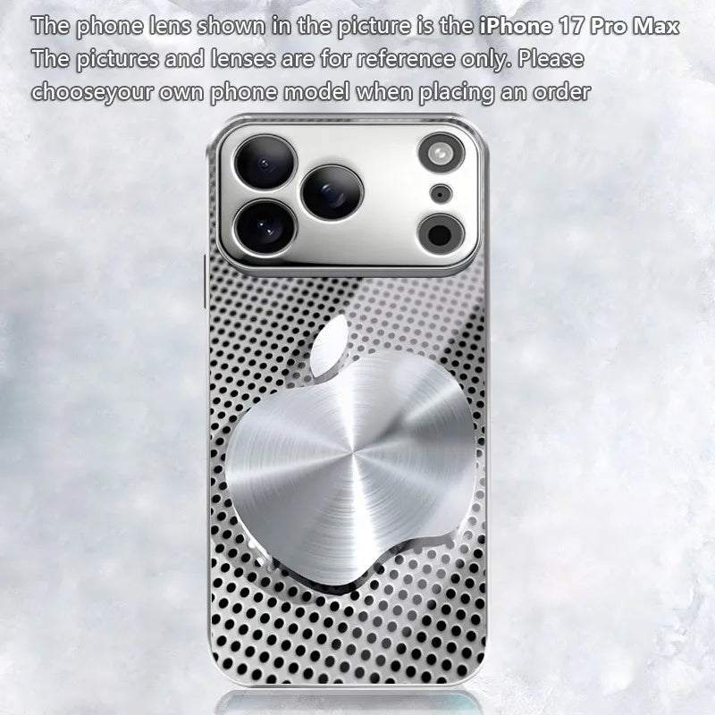 Metal Mesh Apple Texture Pattern Glass Electroplated Phone Case for iPhone