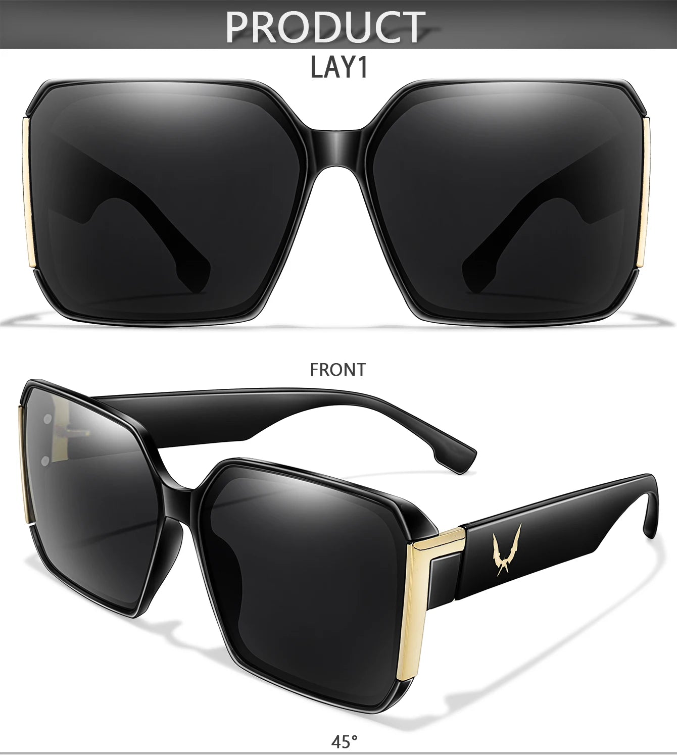 Elegant 2 Packs Unisex Square Sunglasses With UV Protection