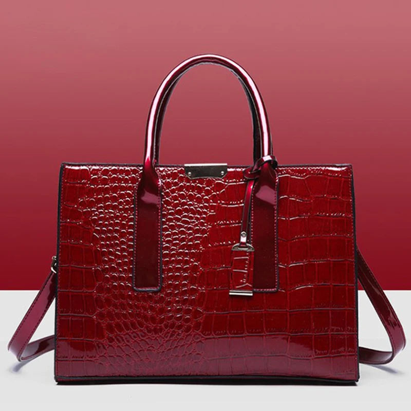 Oversized Tote Crocodile PU Leather Handbag