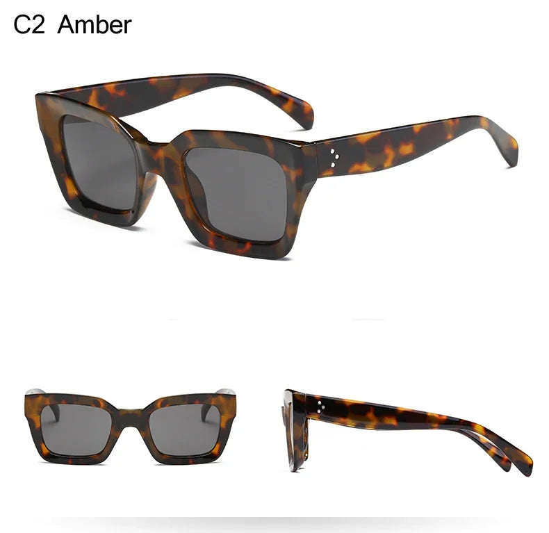 2pcs Fashion Square Thick Frame Anti Light Sunglasses UV400