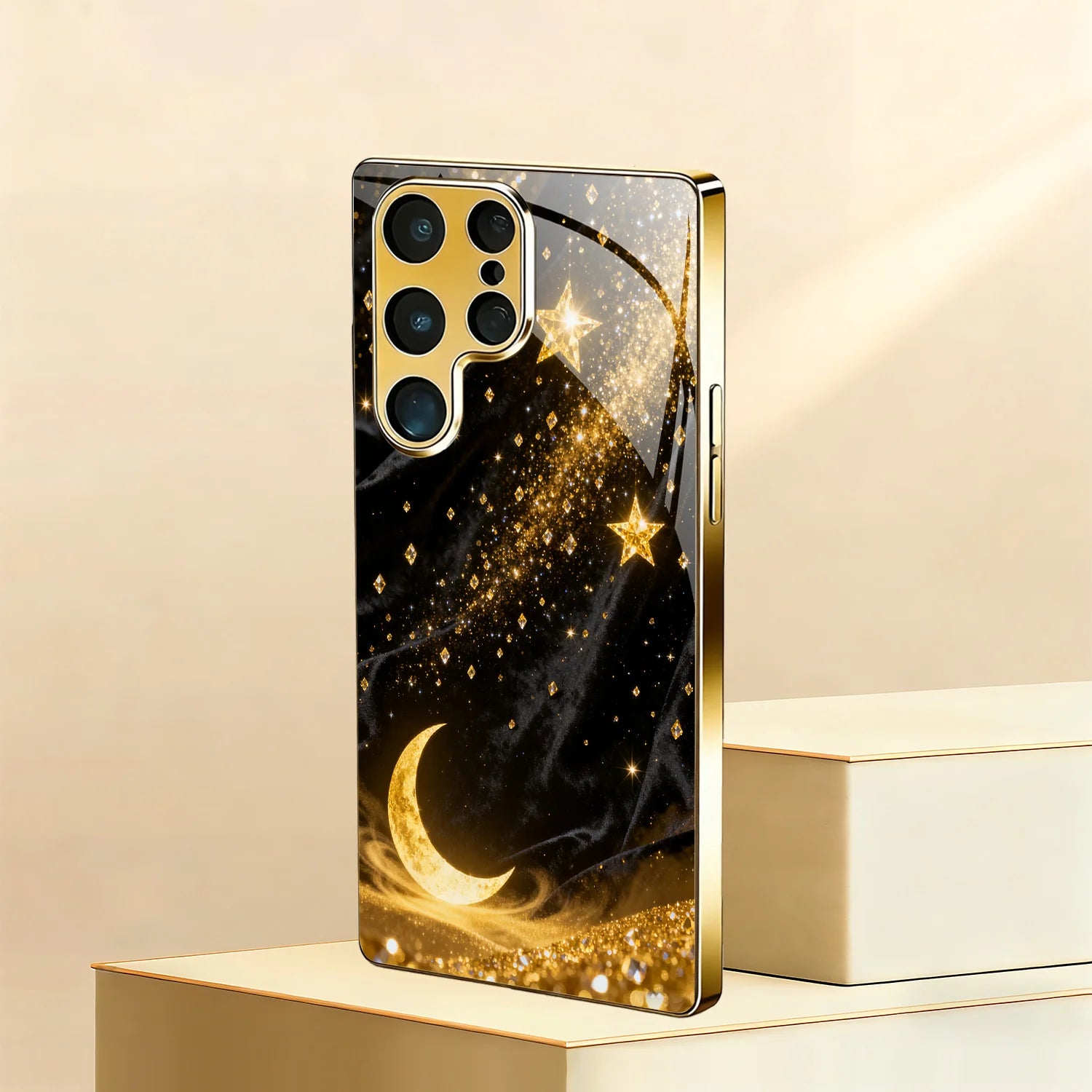 Electroplated Gold Half Moon Phone Case for Samsung 