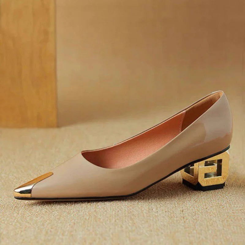 French Retro Metal-Toe High Heel Pumps for Women