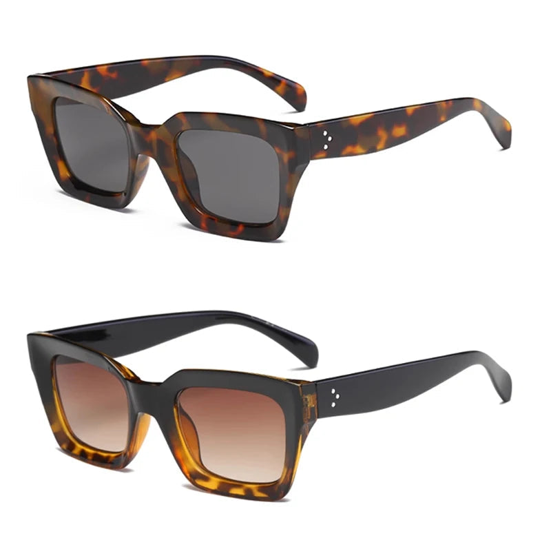 2pcs Fashion Square Thick Frame Anti Light Sunglasses UV400