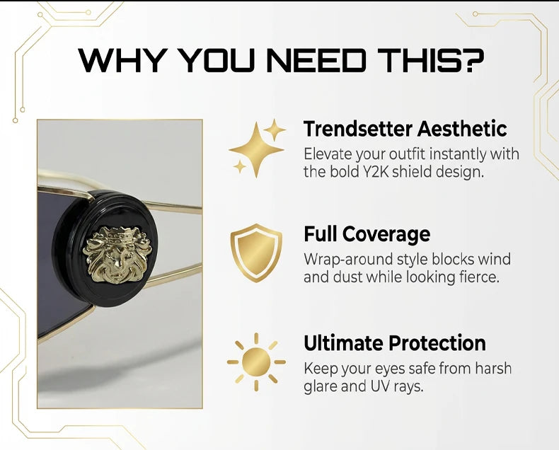 One-Piece Shield Luxury Vintage Wrap Around Sunglasses
