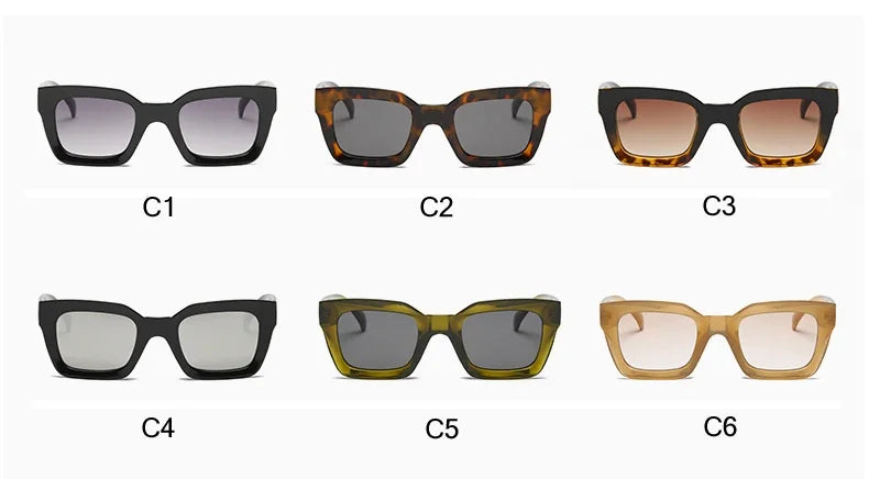 2pcs Fashion Square Thick Frame Anti Light Sunglasses UV400