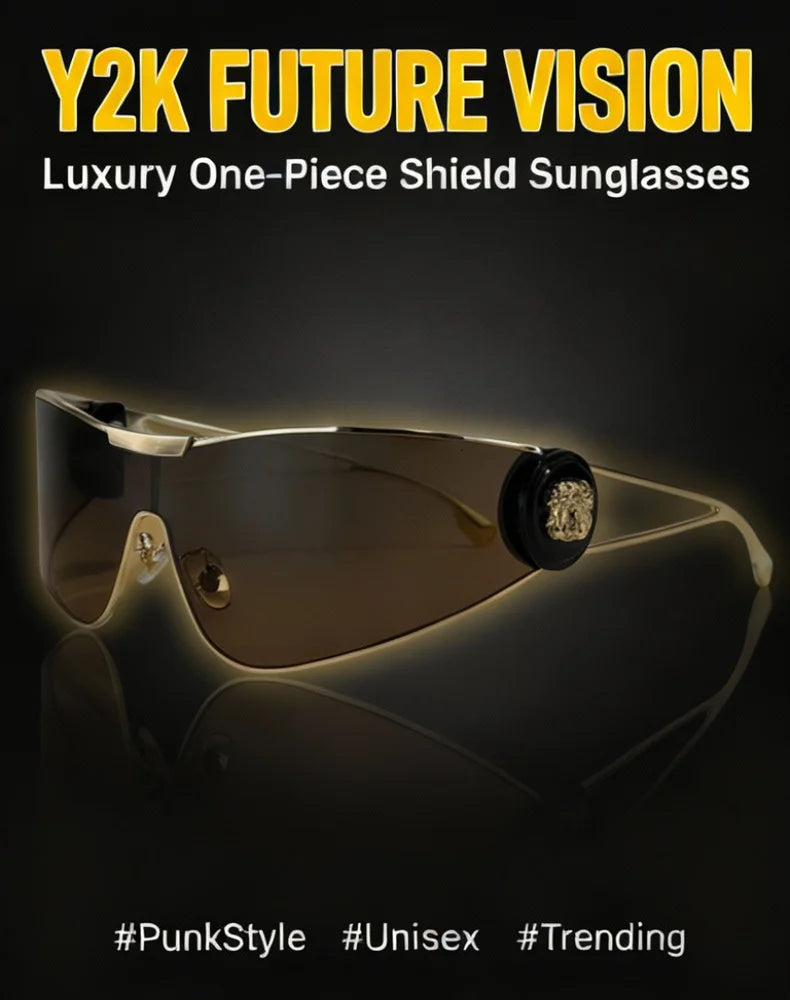One-Piece Shield Luxury Vintage Wrap Around Sunglasses