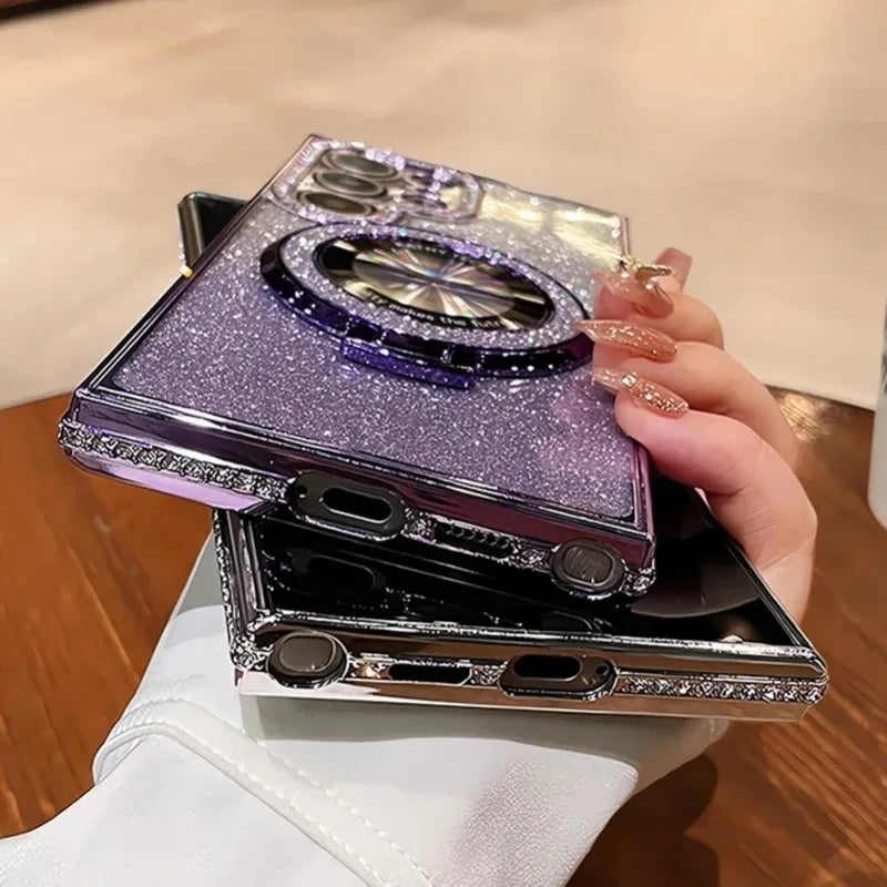 Samsung Galaxy Magnetic Bling Case – Glitter Diamond Gradient Stand Cover