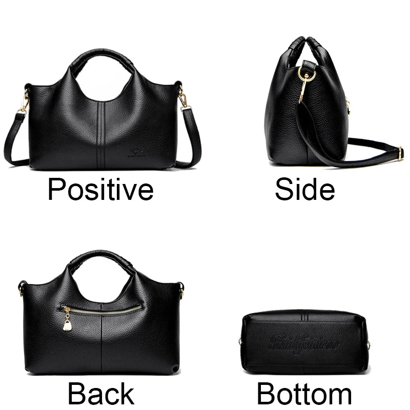 Leather Diagonal Crossbody Tote Bag