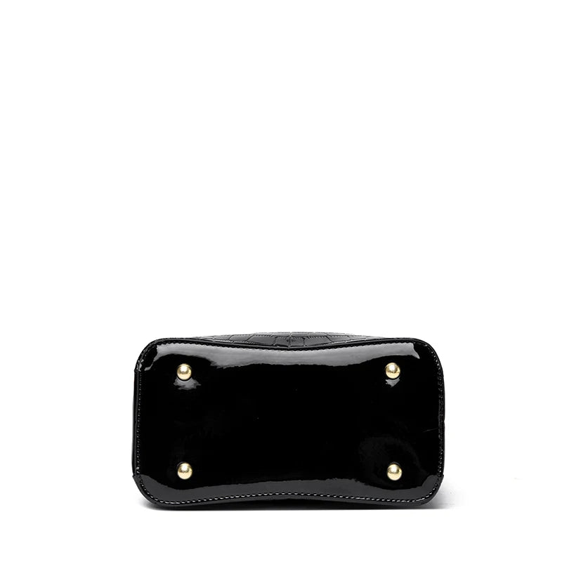 Alligator Patent PU Leather Shoulder Bag