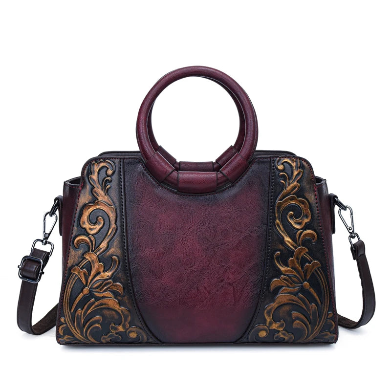 Vintage Embossed PU Leather Women's Shoulder Bag
