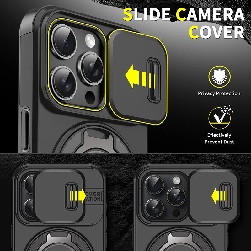 Heavy Duty iPhone Case with 360° Rotating Ring – Car Mount Holder TPU + PC Bumper