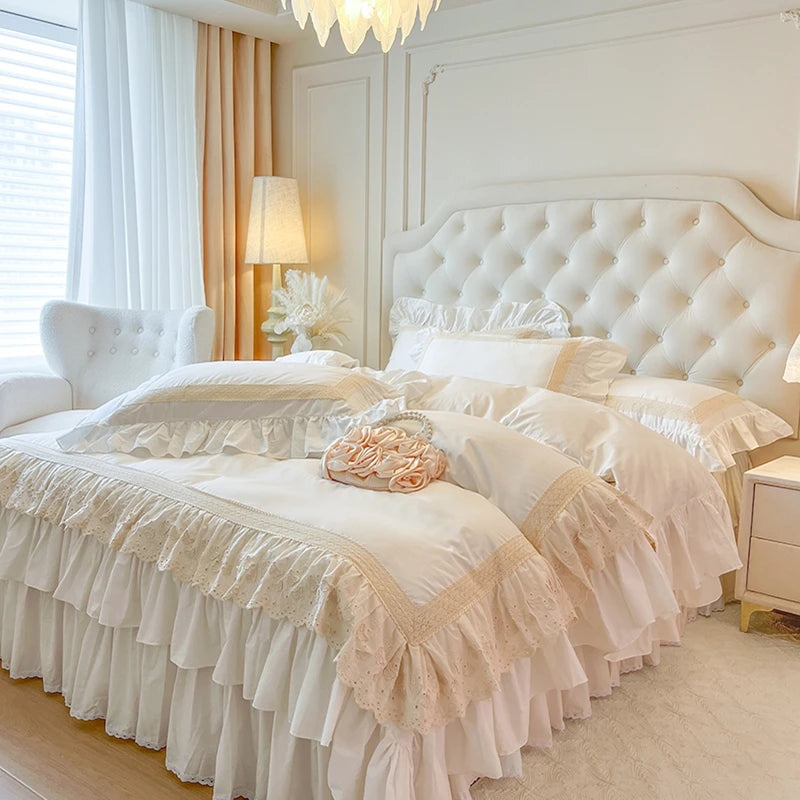 French Romantic Sweet Princess Style Bedding Set 100% Cotton