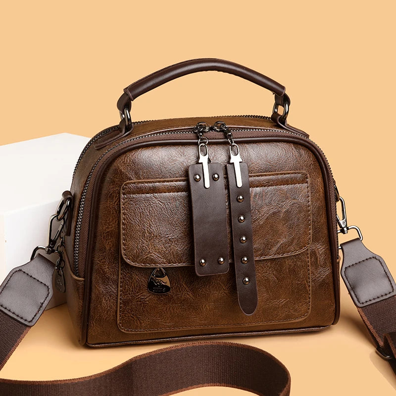 Women's Soft Leather Top-Handle Shoulder Bag