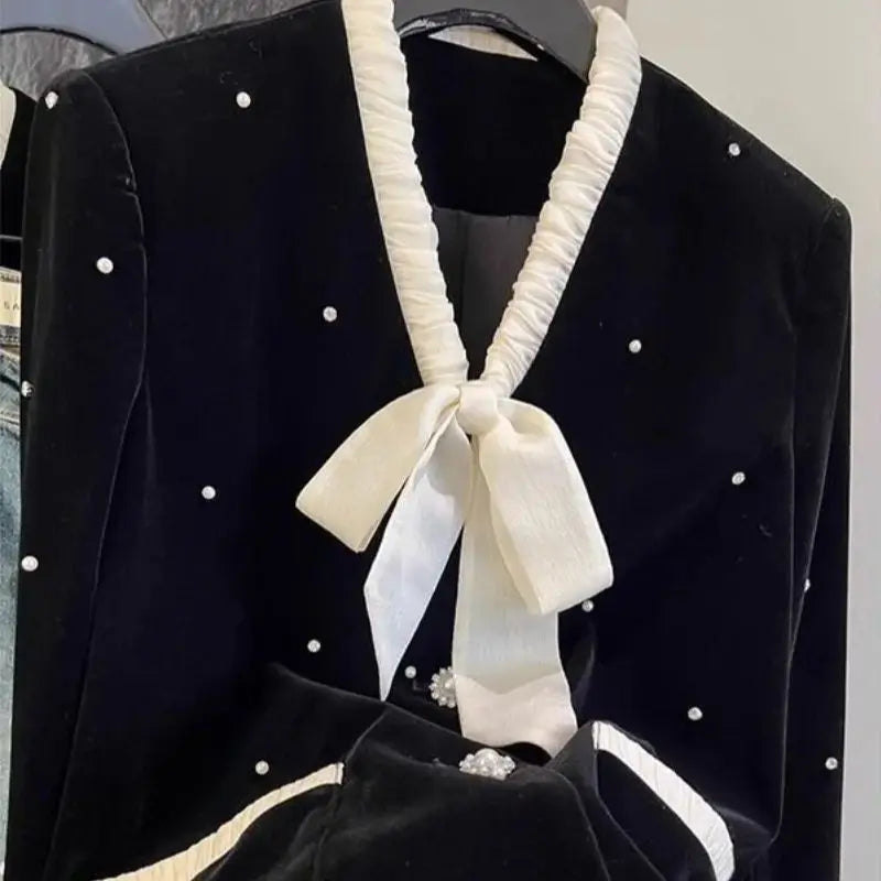 Elevated Pearl Beading Velvet Jacket