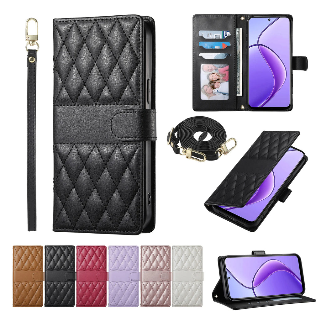 Crossbody Leather Phone Case for Samsung Galaxy – Lanyard Card Wallet Cover