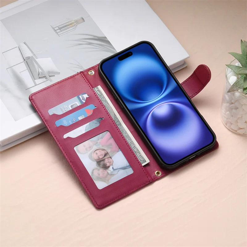 Crossbody Leather Phone Case for Samsung Galaxy – Lanyard Card Wallet Cover