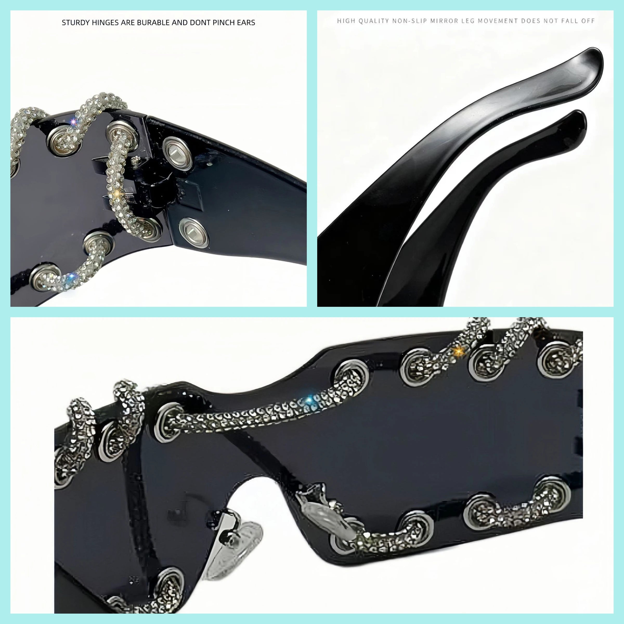 Frameless Crystal Chain One-Piece Sunglasses