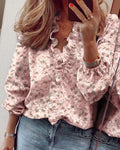 Elegant Long Sleeved Ruffled Shirt Women's Shirt