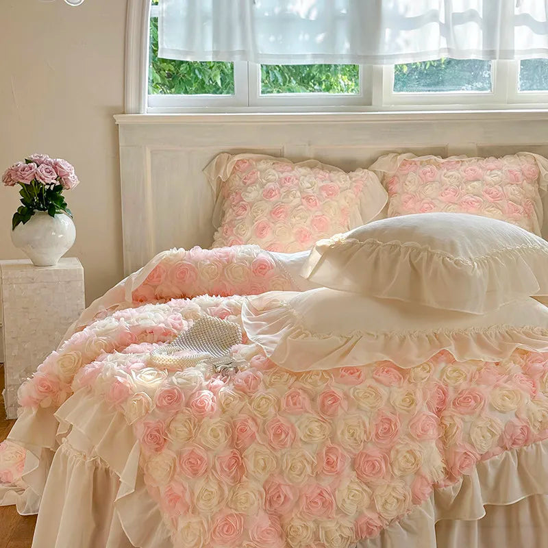Luxurious  Velvet 3D Roses Bedding Set