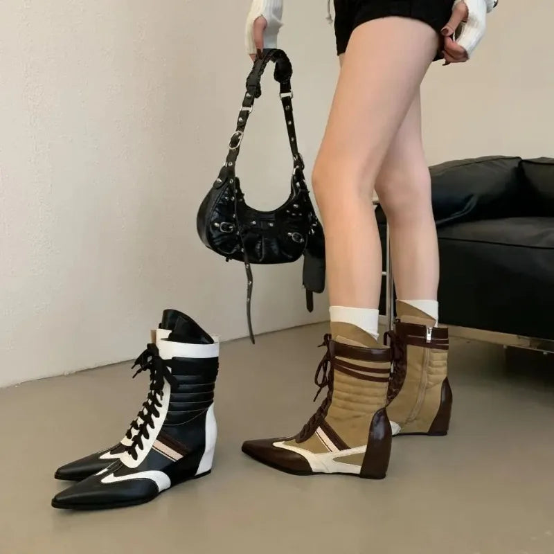 Retro Women Ankle Boots – High Top Height Boost Shoes