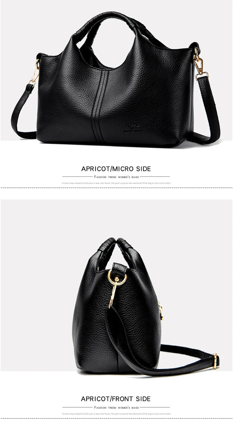 Leather Diagonal Crossbody Tote Bag