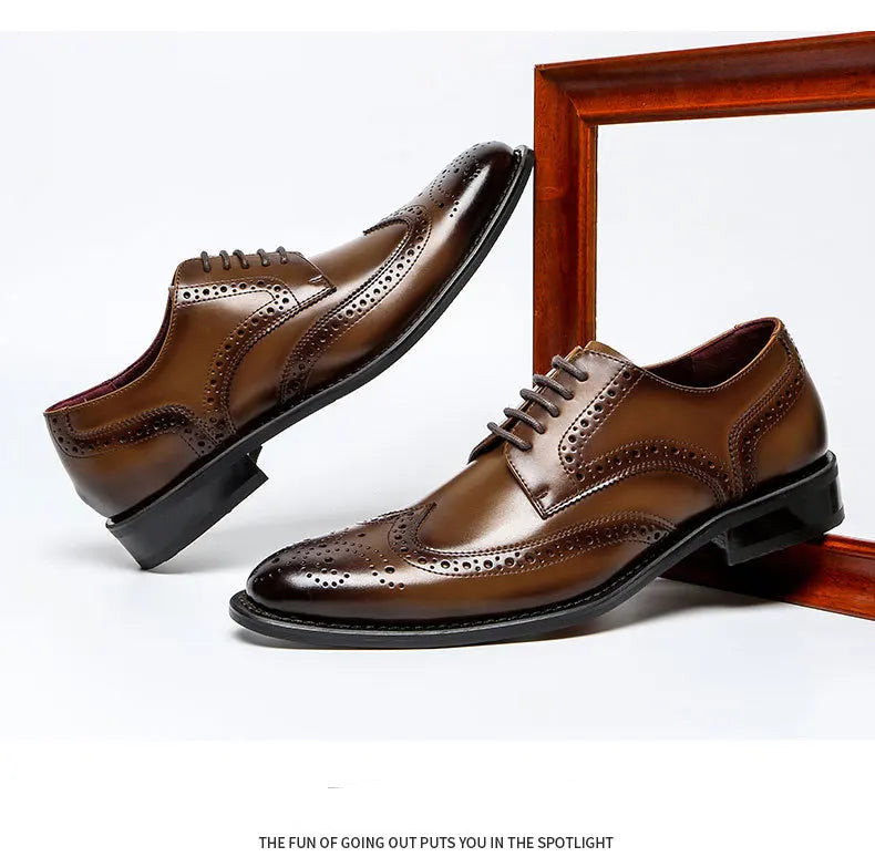 Genuine Leather Lace-up Men's Business  Dress Shoes