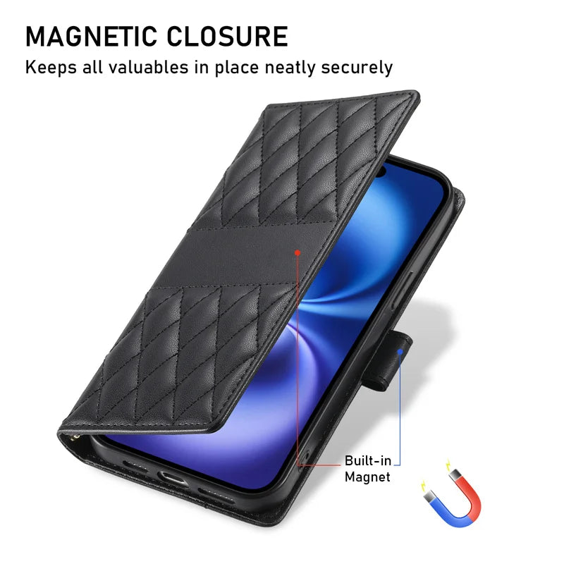 Crossbody Leather Phone Case for Samsung Galaxy – Lanyard Card Wallet Cover