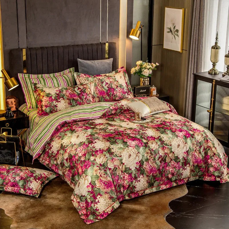 Elegant Vibrant Floral Bedding Set 100% Cotton