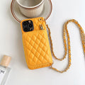 iPhone Crossbody Leather Case with Lanyard Strap – Wallet Card Holder Chain Phone Cover