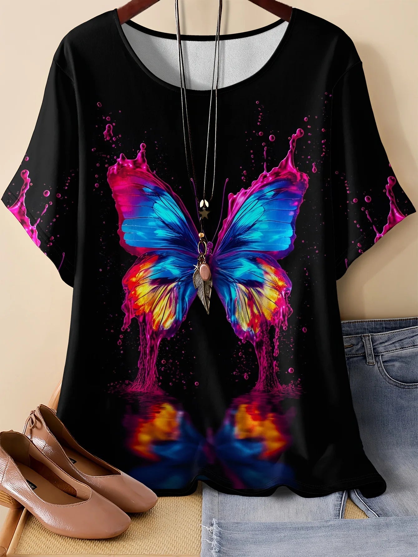 Summer Flower Butterfly T-Shirt