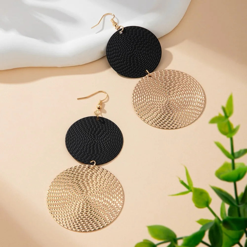Unique Large Round Vintage Pendant Necklace Earrings Jewelry
