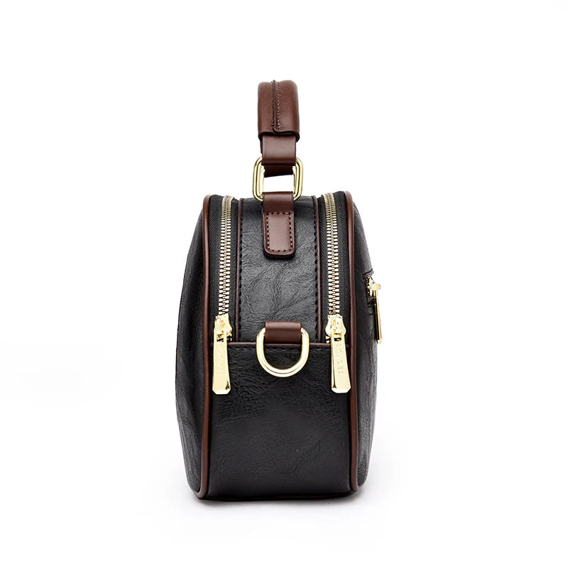 Vintage Embossed Round Shoulder Bag